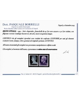 REGNO D'ITALIA - 1929 - IMPERIALE, la serie COMPLETA di 22 francobolli NUOVI con certificato