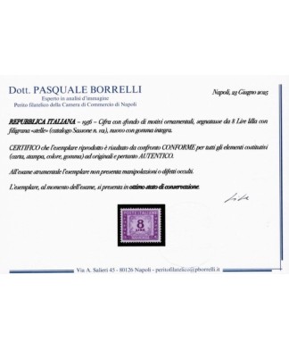ITALIA REPUBBLICA - 1955/61 - SEGNATASSE filigrana STELLE, serie COMPLETA di 10 francobolli NUOVI con certificato