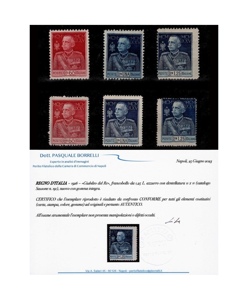 REGNO D'ITALIA - 1925/26 - GIUBILEO, la serie COMPLETA nelle due differenti dentellature con certificato