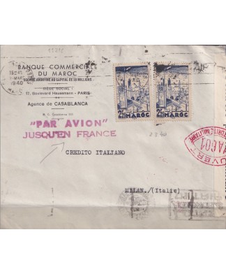 1940 Marocco - Aerea per Italia via Francia