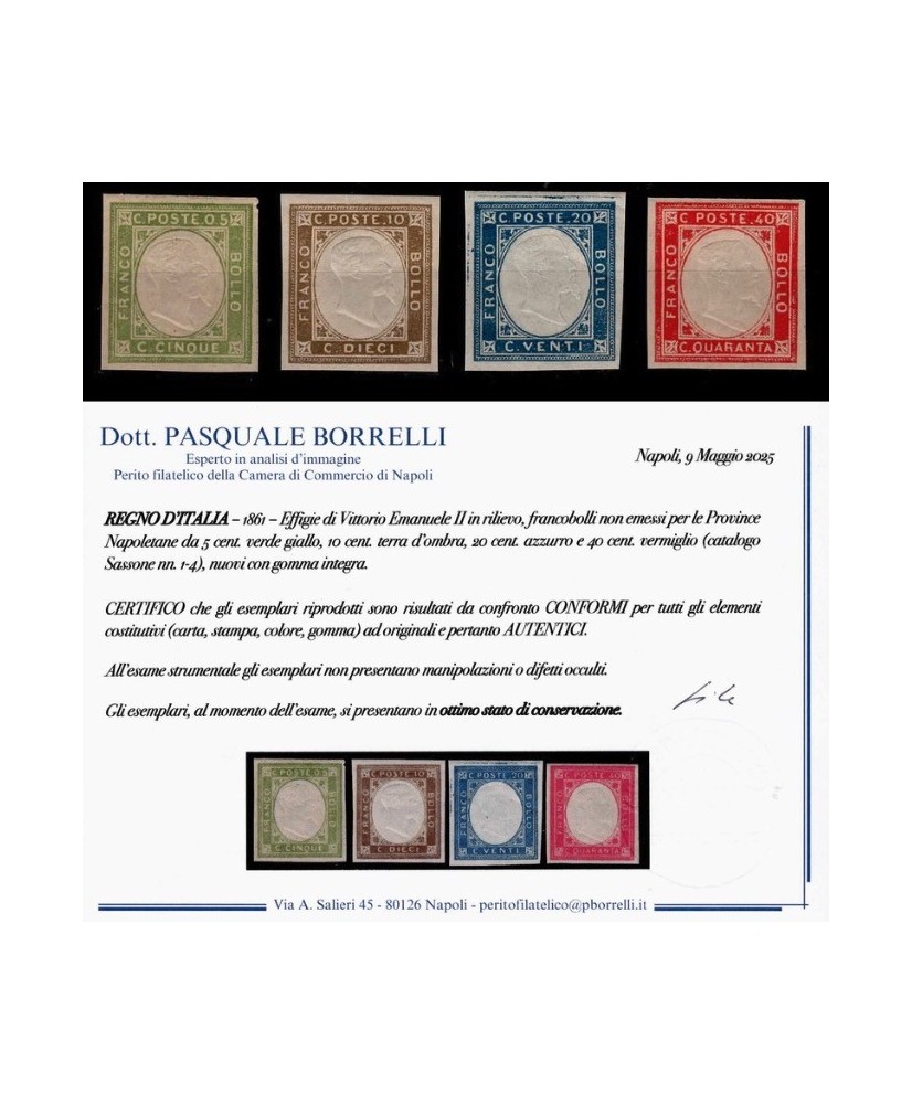 Regno - 1861 - PROVINCE NAPOLETANE, i NON EMESSI fino al c.40, 4 franc