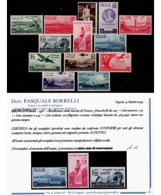 REGNO D'ITALIA - 1936 - ORAZIO, la serie COMPLETA con certificato