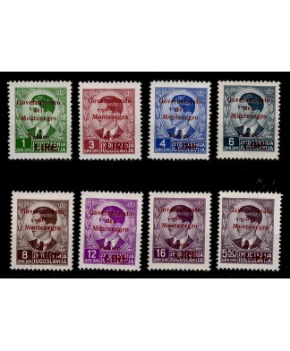 1942 - GOVERNATORATO DEL MONTENEGRO, 8 francobolli NUOVI gomma INTEGRA