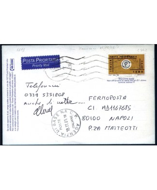 Cartolina postale prioritaria bilingue usata fermo posta