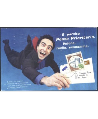 Cartolina postale prioritaria bilingue usata fermo posta