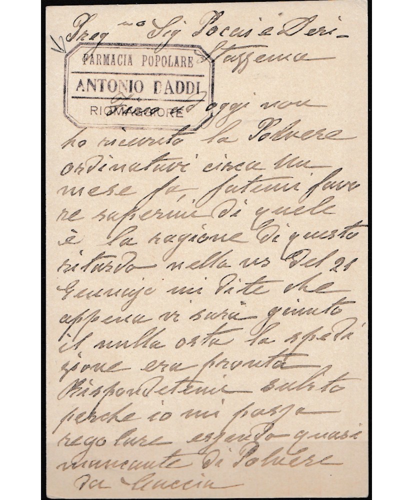 1911 cartolina postale Riomaggiore Farmacia Popolare Antonio Daddi