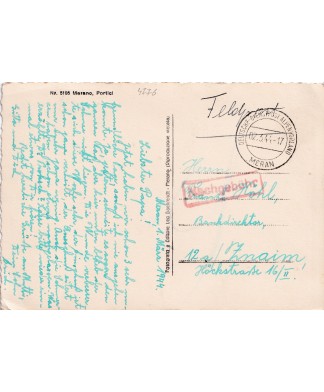 1944 fotocartolina Merano - Annullo Deutsche Dienstpost Alpenvorland