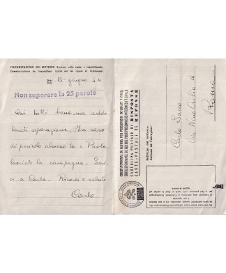1944 Vaticano cartolina informazioni