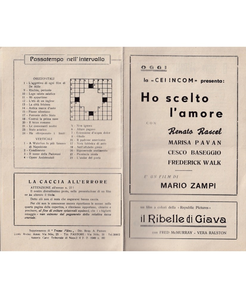 1949 depliant Rascel - Ho scelto l’amore