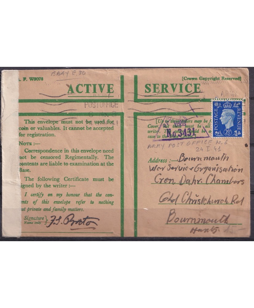 1941 busta APO n° 6 Ireland mission