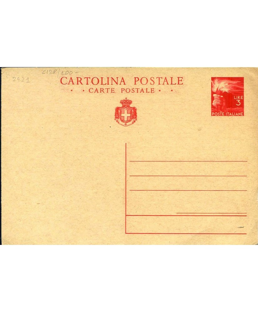 1945 cartolina postale democratica L. 3 nuova