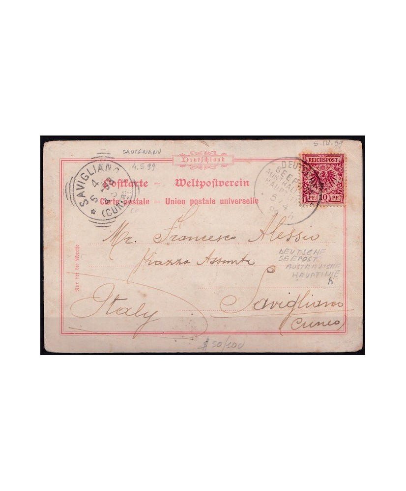 1899 Deutsche Seepost Australishe Hauptinie per Italia