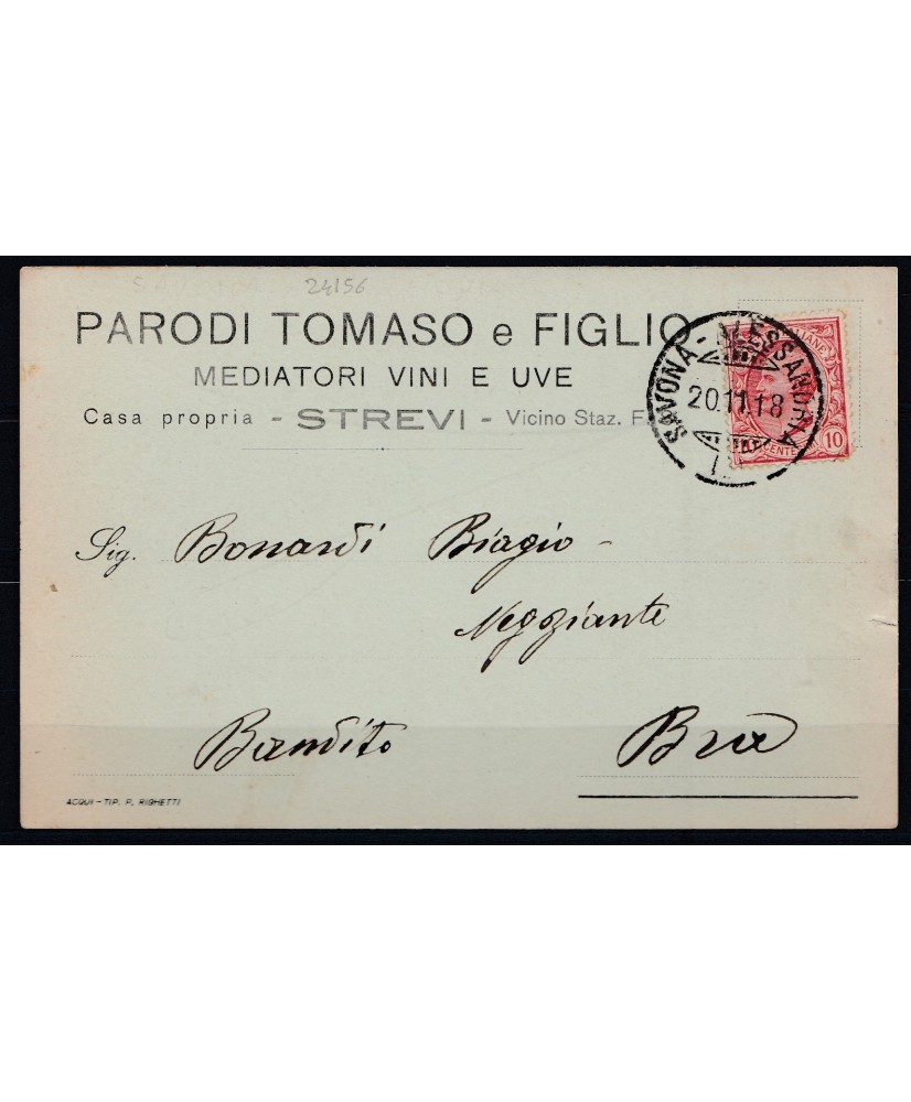 1917 cartolina Strevi – Parodi vini e uve