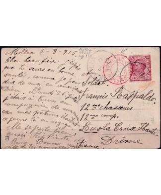 1915 cartolina annullo Mollia (Vercelli)