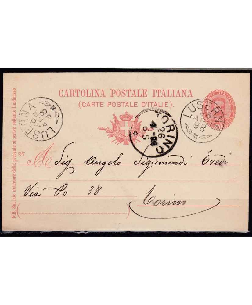 1898 cartolina postale annullo Luserna