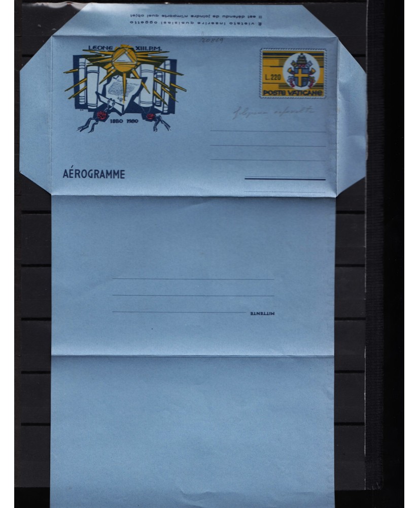 1980 aerogramma archivio varietà filigrana capovolta