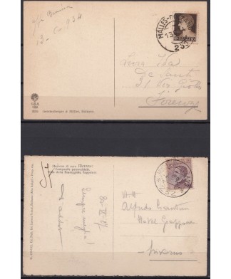 1927 / 34 cartoline 2 ambulanti differenti Malles-Bolzano