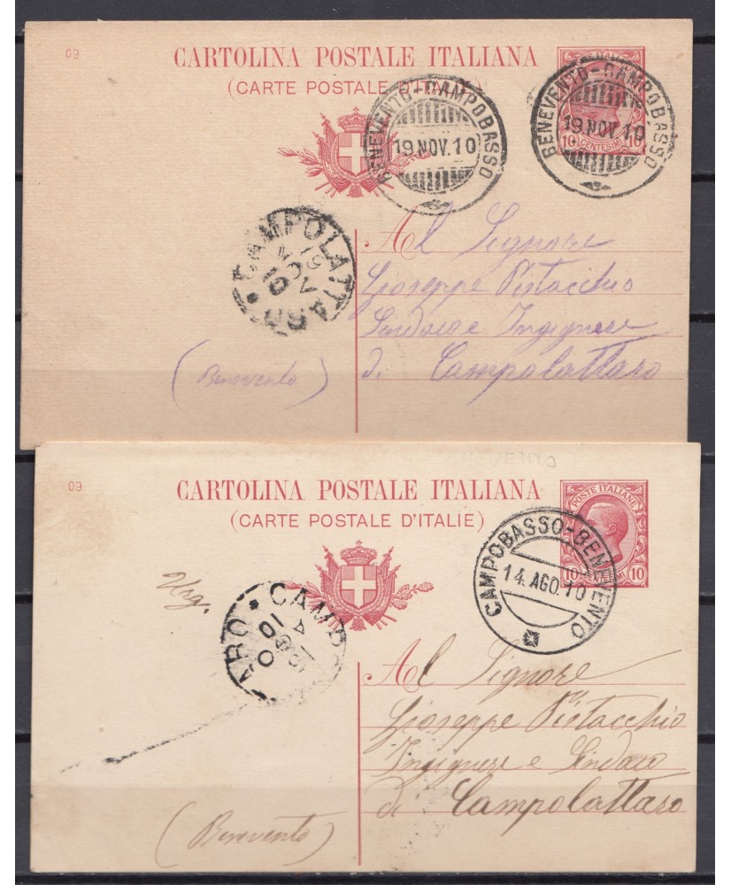 1910 cartoline postali ambulante Benevento – Campobasso e Campobasso - Benevento