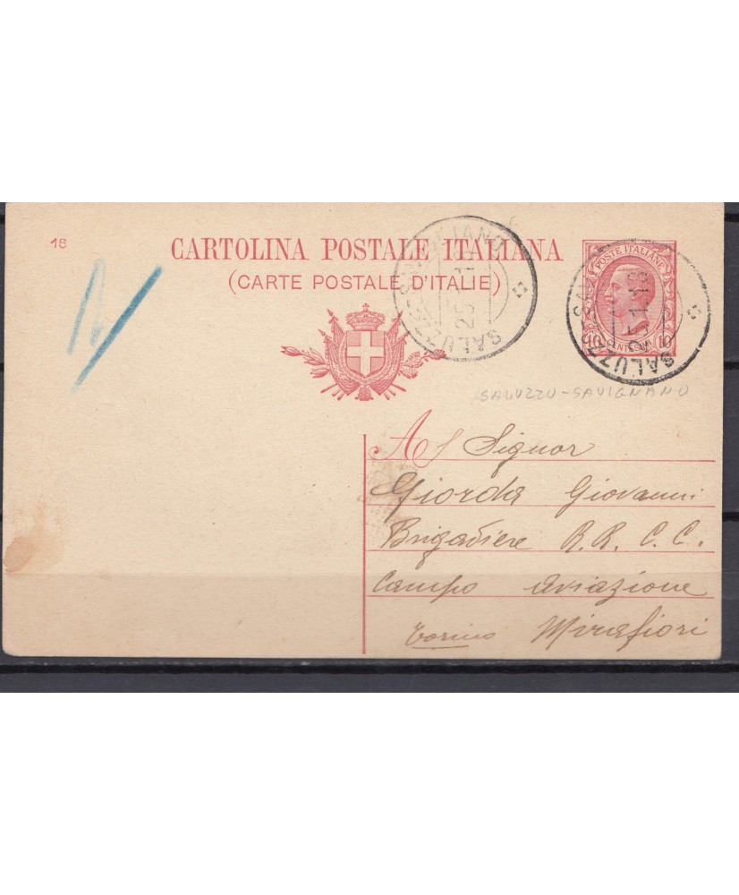 1916 cartolina postale Ambulante Saluzzo - Savignano