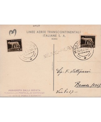 1940 cartolina linee aeree intercontinentali Italiane