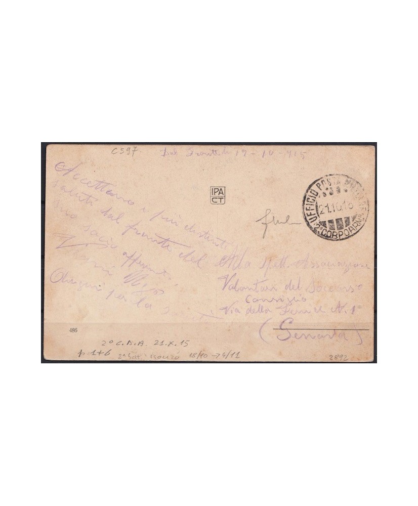 1915 cartolina umoristica ufficio PM 2° CDA