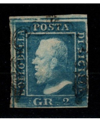 SICILIA - 1859 grana 2 I tavola con stampa oleosa e testa d’avorio