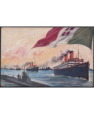 Anni ’20 pubblicità transatlantica Italiana Genova - Cartolina