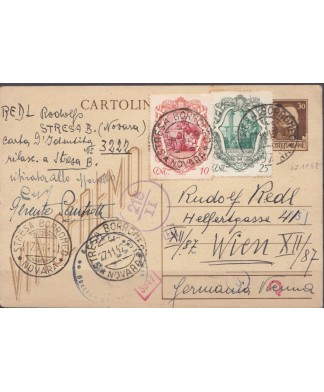 1942 cartolina postale vinceremo c. 30 + Galilei per Austria
