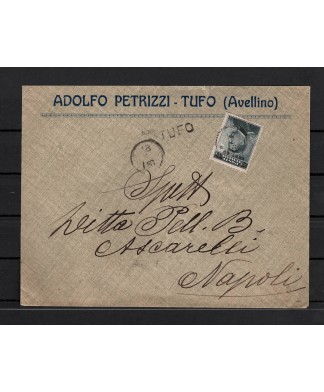 1916 annullo lineare e ditale di Tufo (Avellino) su busta