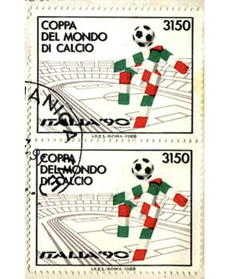 1989 Calcio L. 3150 varietà doppia stampa