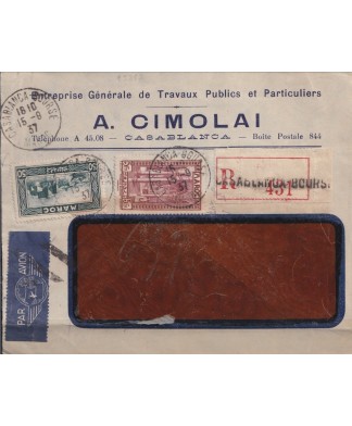 1937 Marocco raccomandata aerea per Italia